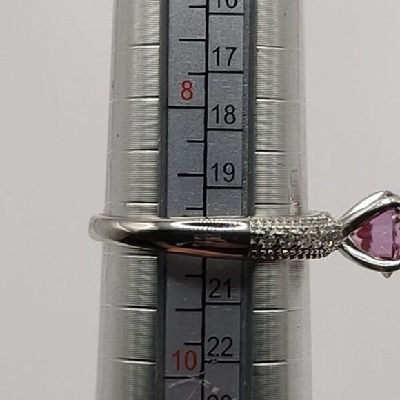 Pink 2 ct Moissanite Silver with CZ Accents and Channel-Set Band Size 9 - Picture 7 of 14